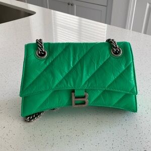 Balenciaga brand new small size Crush Handbag in vivid green color with dust bag